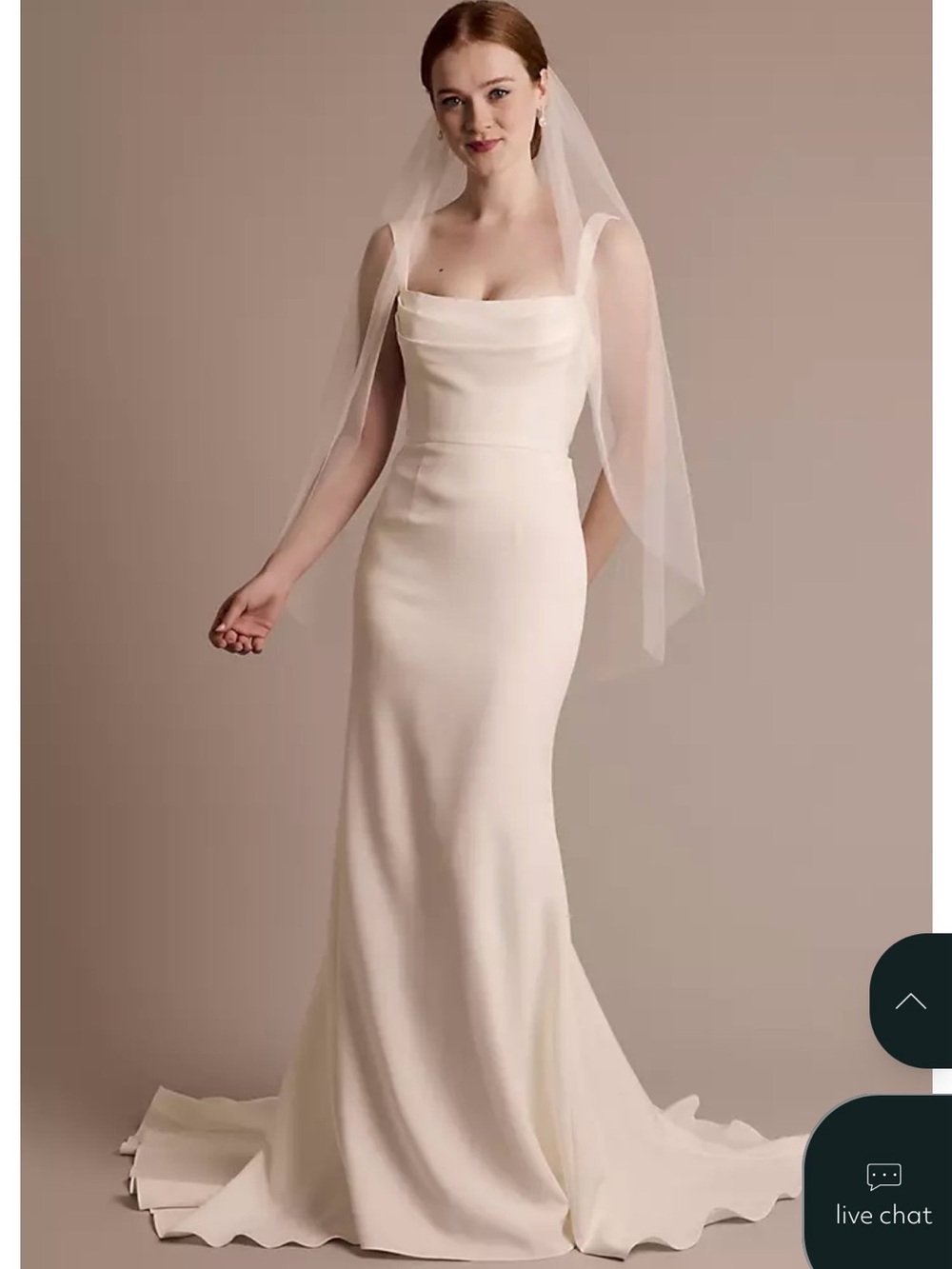 Stretch Crepe Cowl Neck Tank Sheath Wedding Dress